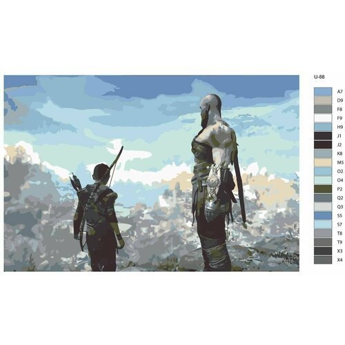 Картина по номерам U-88 'Игра God of War. Кратос и Атрей' 40x60 см