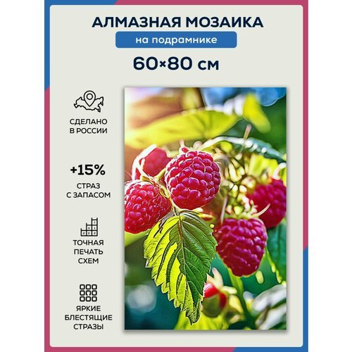 Алмазная мозаика 60x80 Ягоды малина на подрамнике