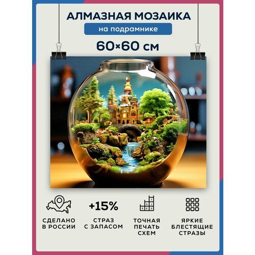 Алмазная мозаика 60x60 Город фантастика на подрамнике